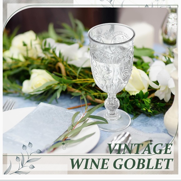 4 Pcs Plastic Goblets 7.5oz Vintage Goblet Plastic Wine Glasses Colored (Clear) - Picture 5 of 7